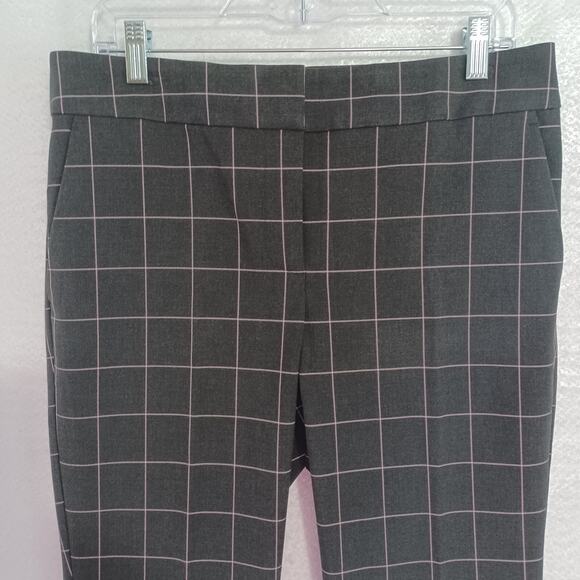 LOFT Marisa Slim Leg Career Dress Pant Women's Size 6 Gray Pink Windowpane NEW - Picture 3 of 10